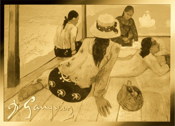 3.000 Francs Tschad Paul Gauguin II Mittagsruhe Coincard Gold