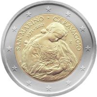 2 Euro San Marino 450. Geburtstag Caravaggio 2021 CN St 2 Euro San Marino 450. Geburtstag Caravaggio 2021 CN St