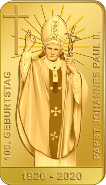 100 J. Papst Johannes Paul II. Goldbarren 0,5 Gr PL