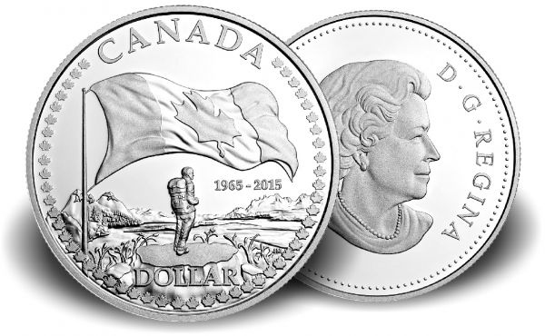 1 $ Kanada "50 Jahre Kanadische Flagge" 15 Ag PP