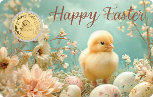 1.000 Francs Gabun Happy Easter Küken Coincard Gold