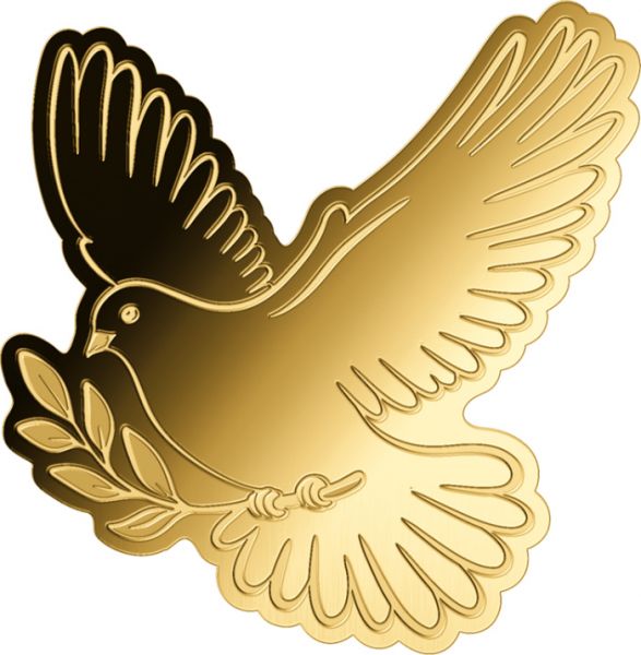 1.000 Francs Gabun Peace Dove Shape Gold