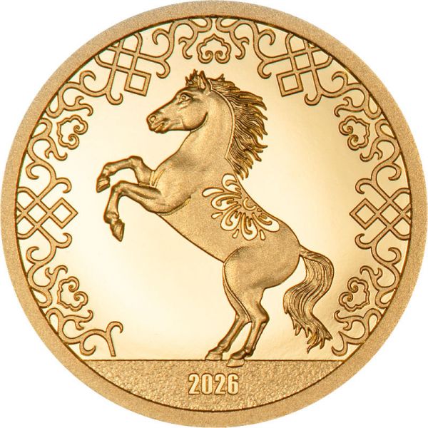 1000 Togrog Mongolei Jahr des Pferdes 2026 Gold PP