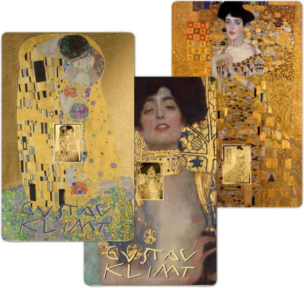 3x 3000 Francs Tschad Gustav Klimt Komplett Set Gold