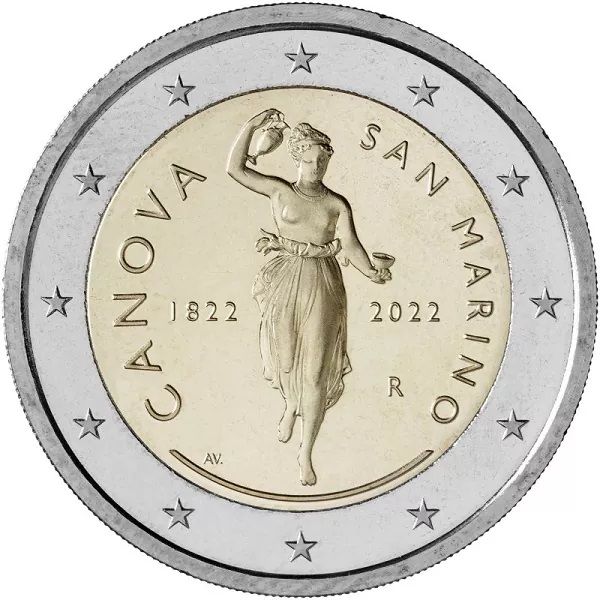 2 Euro San Marino 200. Todesjahr Antonio Canova 2022 CN bfr