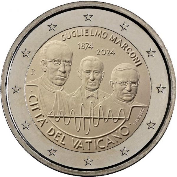 2 Euro Vatikan 150. Geburtstag von Guglielmo Marconi 2024 CN ST