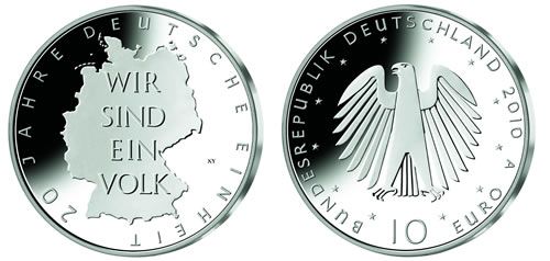 10 € 20 Jahre Deutsche Einheit 2010 st Ag -A-