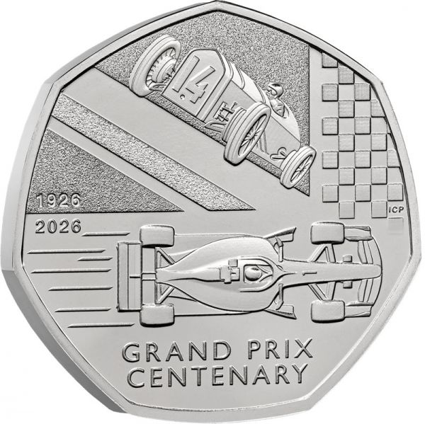 50 Pence Großbritannien 100 Jahre Grand Prix 2026 CN St Blister