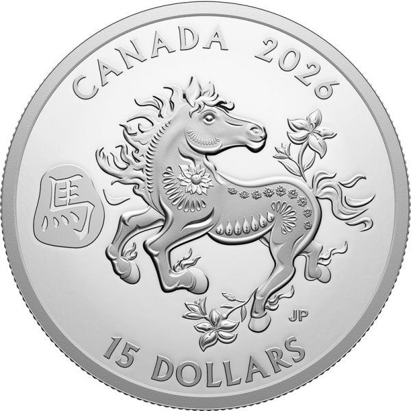 15 Dollar Kanada Jahr des Pferdes 1oz Silber PP
