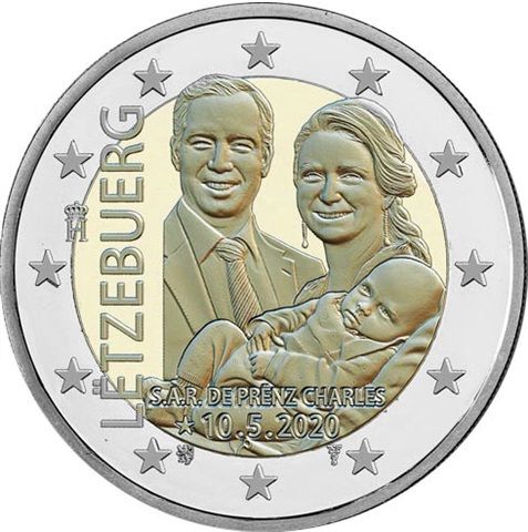 2 Euro Luxemburg Geburt von Prinz Charles 2020 CN bfr Relief