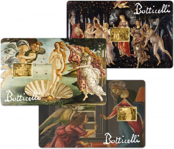 3x 3.000 Francs Tschad Sandro Botticelli Komplett Set Gold