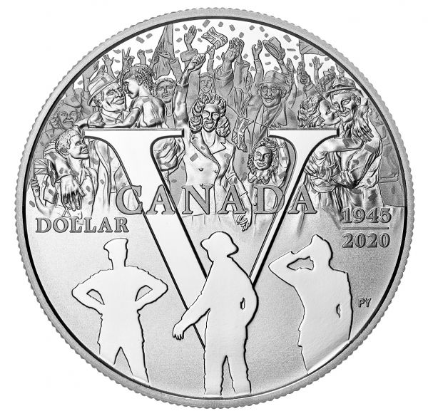 1 Dollar Kanada 75 J. Ende 2. Weltkrieg 2020 Silber PP