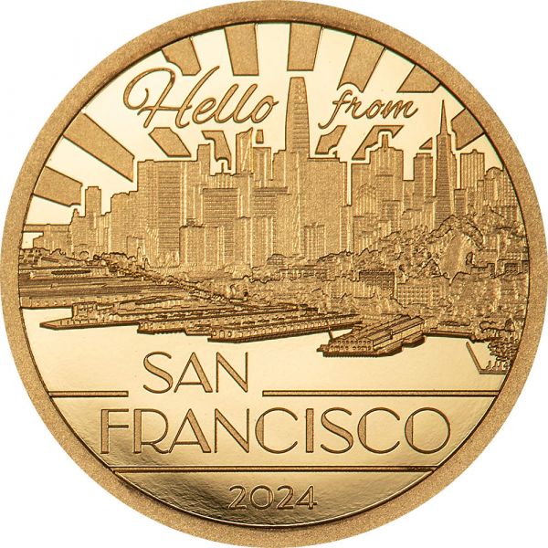 5 Dollars Cook Islands Big City Lights San Francisco 2024 Gold