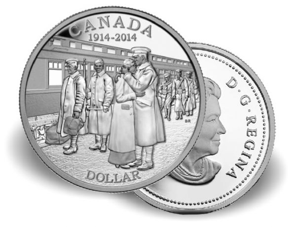 1 $ Kanada "100. Jt. der Erklärung d. 1. Weltkrieges" 14 Ag St