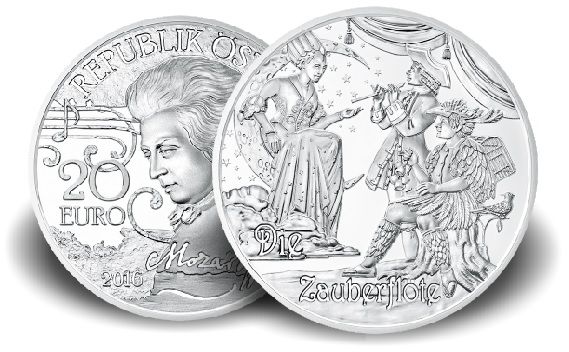 20 € Österreich "Mozart - Der Mythos" 2016 Ag PP
