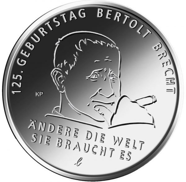 20 Euro DE 125. Geburtstag Bertolt Brecht 23 Silber St -J-