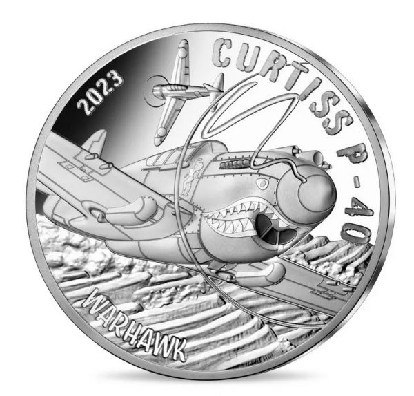 10 Euro Frankreich Curtiss P-40 2023 Silber PP