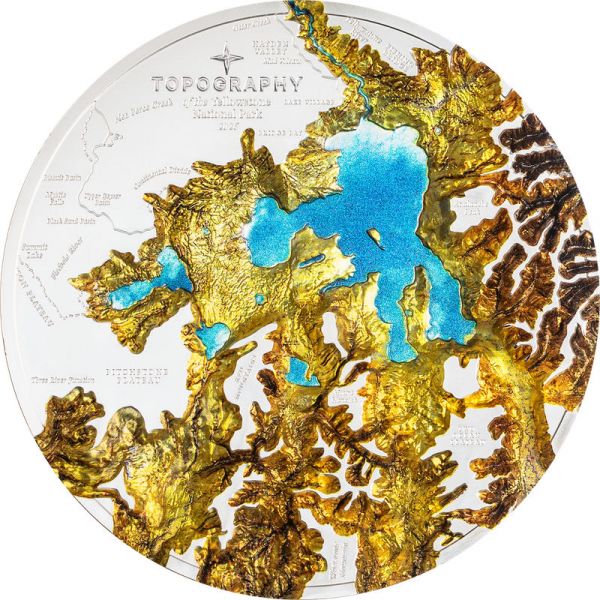 100 Dollar Cook Islands Topography Yellowstone 2026 Au PP 1kg