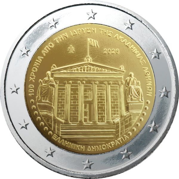 2 Euro GR 100. Jahrestag Gründung Akademie Athen 2026 CuNi bfr