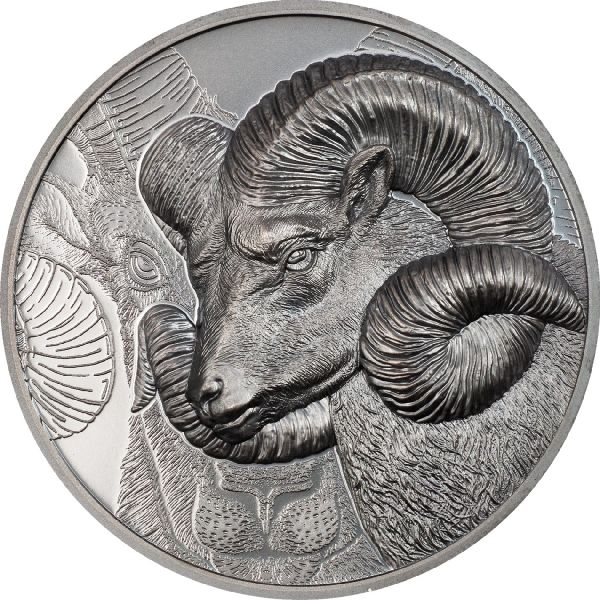 1000 Togrog Mongolei Magnificent Argali 2022 2oz Silber BP