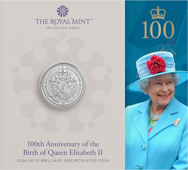 5 Pfund GB 100. Geburtstag Elisabeth II 2026 CN St Blister