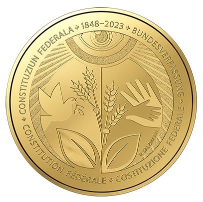 50 CHF Schweiz 175 J. Bundesverfassung 2023 Gold PP