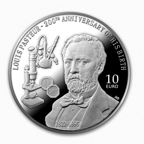 10 Euro Malta 200. GB. Louis Pasteur 2022 Silber PP