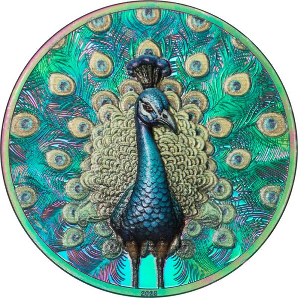 5 Dollars Cook Islands Spectrum - Peacock - Pfau 2025 Silber PP