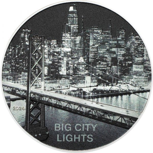 5 Dollars Cook Islands Big City Lights San Francisco 2024 Silber