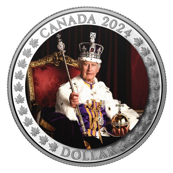 1 Dollar Kanada King Charles III Krönung Jahrestag 24 Silber PP