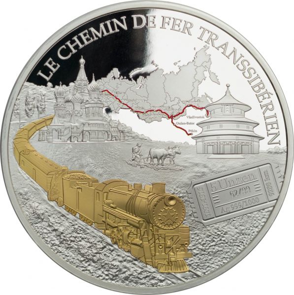 5000 CFA Kamerun "Transsibirische Eisenbahn" Silber 5 oz