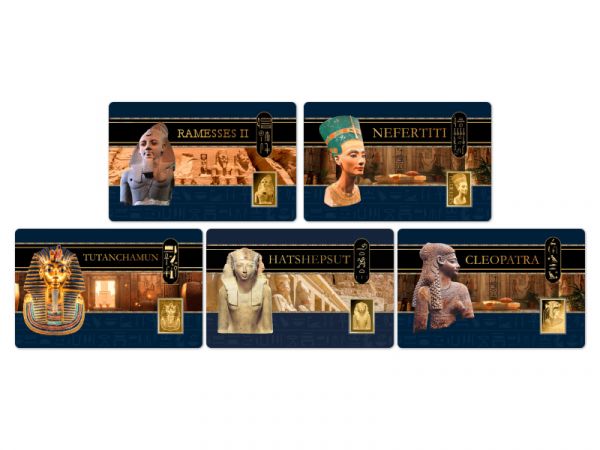 5x 3.000 Francs Tschad Pharaonen Set Coincard Gold
