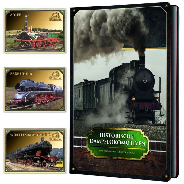 24x 3.000 Francs Tschad Historische Dampflokomotiven Gold Set