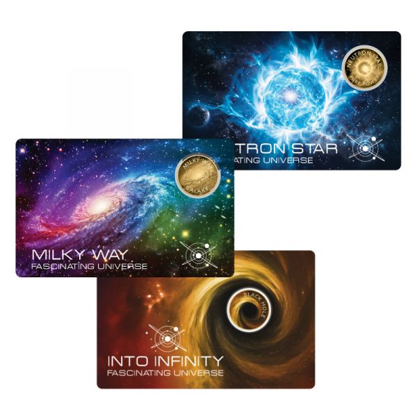 2x 1.000 Francs Gabun + 1x 3.000 Francs Tschad Fascinating Universe Coincard Set Gold