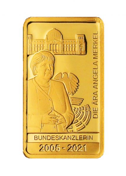 Die Ära Angela Merkel Goldbarren 0,5 g PL