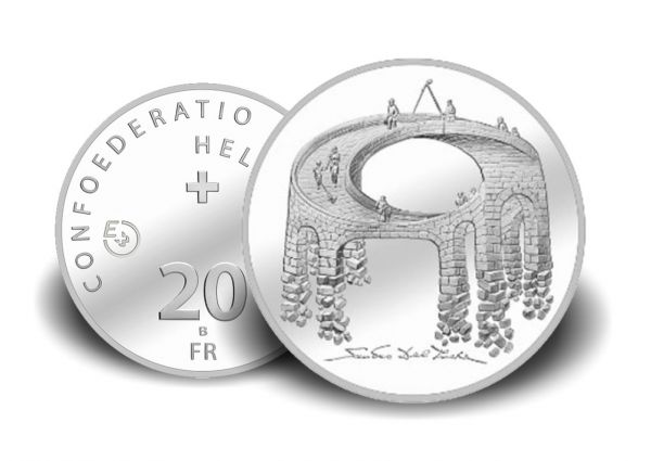 20 CHF Schweiz Illusion - Viadukt des Lebens 21 Probe Silber St