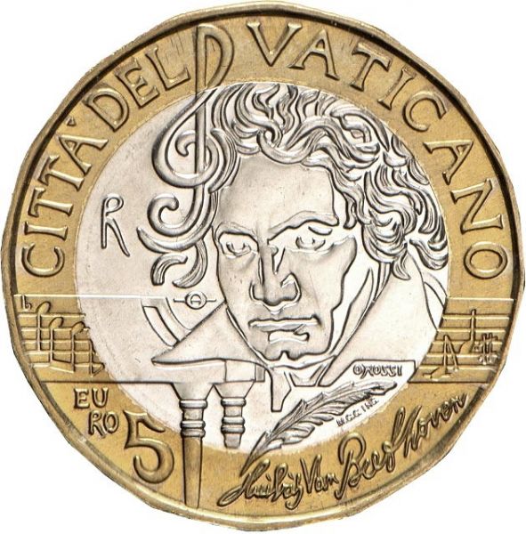 5 Euro Vatikan 250. Geb. Ludwig van Beethoven 2020 CN PP