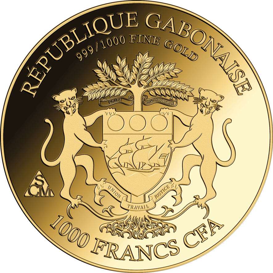 1.000 Francs Gabun Lionfish Coincard Gold
