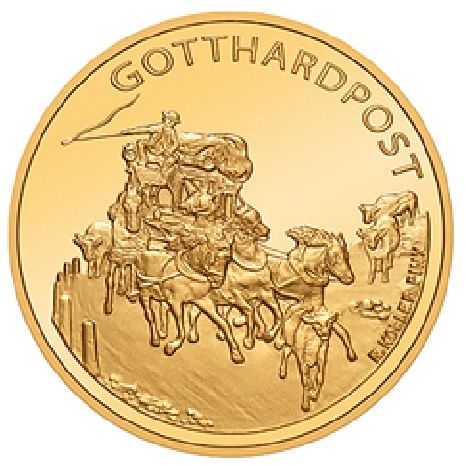 50 CHF Schweiz "Gotthardpost" 2013 Gold PP