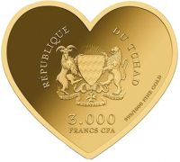 Vorschau: 3.000 Francs Tschad Markus Herzform Gold Vorschau: 3.000 Francs Tschad Markus Herzform Gold