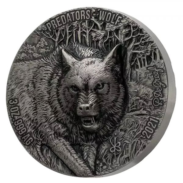 5.000 Francs Elfenbeinküste Wolf 2021 Silber AF