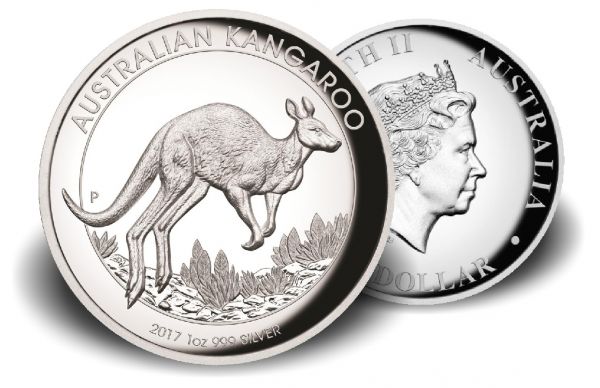 1 $ Australien Känguru 2017 1oz Ag PP -Highrelief-