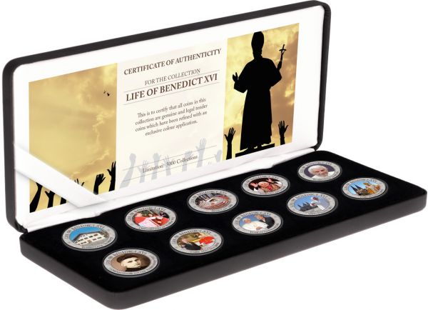10x 10 Lira Italien - Das Leben des Benedikt XVI - Kollektion