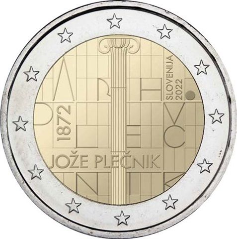 2 Euro Slowenien 150. Gb. Jože Plečnik 2022 CuNi bfr