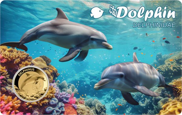 1.000 Francs Gabun Dolphin Coincard Gold