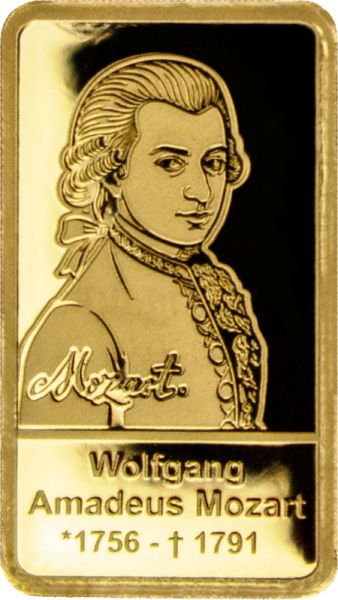 Wolfgang Amadeus Mozart Goldbarren 1/200oz