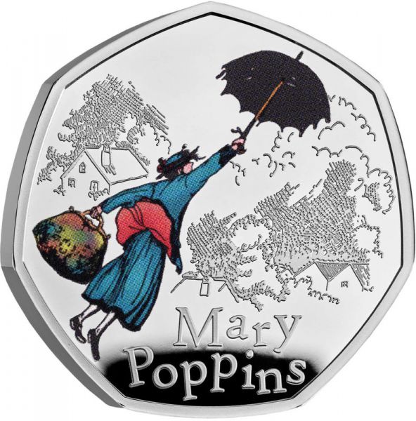 50 Pence GB Mary Poppins 2025 Silber farbig PP