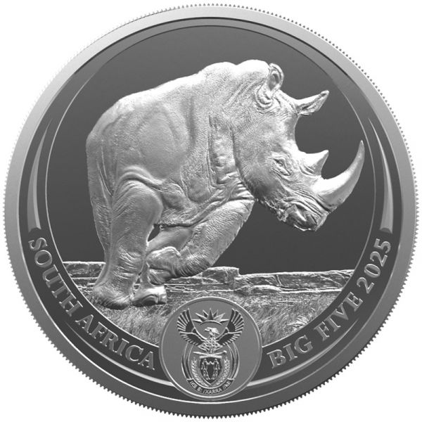 5 Rand Südafrika Big Five III - Nashorn 2025 Silber St Blister