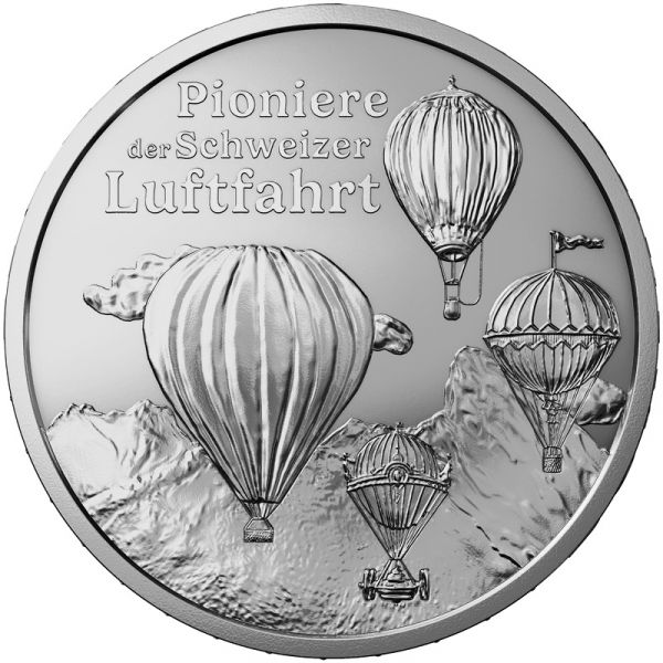 20 CHF Schweiz Pioniere der Schweizer Luftfahrt 2025 Silber St