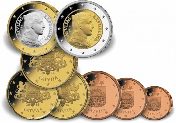 3,88 Euro Lettland Kurssatz 2014 CN bfr